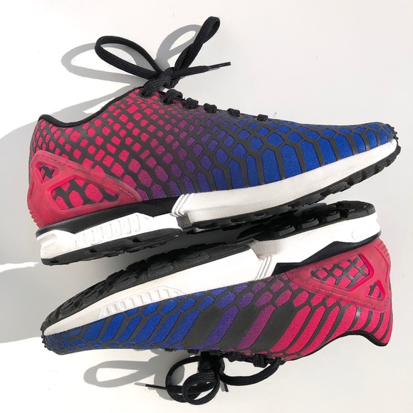 Adidas Running Shoe Women 8.5 ZX Flux Xeno 2015 Negative Collection in Blue Red - Picture 3 of 11